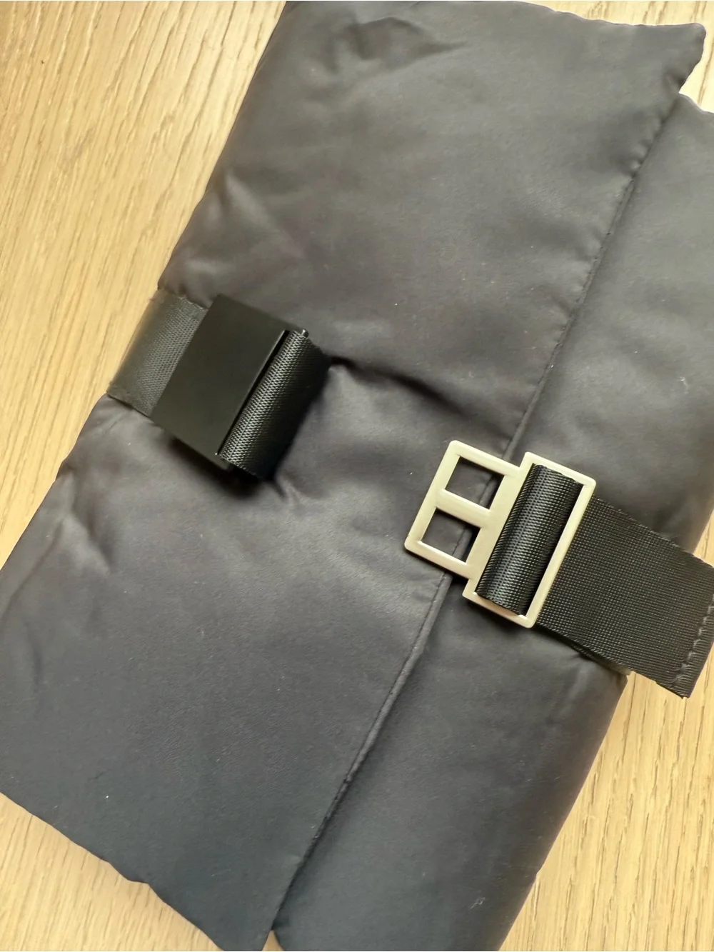 CHANEL Black Fold-Over Toiletry Pouch with Buckle Strap